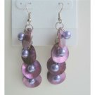 UER082  Purple Shell & Simulated Pearls Shell Chandelier Earrings Shell w/ Beads Dangle Earrings