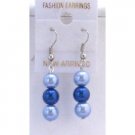 U116  Two Pearls Color Earrings Light & Dark Blue Pearls Earrings