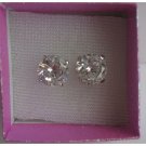 UER107  10mm Round Simulated Diamond Cubic Zircon Stud Earrings w/ Gift Box Packing