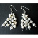 UER072  Freshwater Pearls & White Stone Chip Sterling Silver Earrings