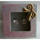 UER101  Simulated Diamond Cubic Zircon 8mm Stud Earrings w/ Gift Box Packing