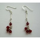 UER096  Siam Red Crystals Sterling Silver Earrings Swarovski Crystals Earrings