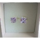 UER162  8mm Lavender Cubic Zircon Prince Cut Stud Earrings w/ Gift Box Packing