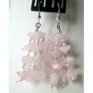 UER068  Sterling Silver Genuine Rose Quartz Nugget Chip Earrings