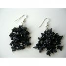 UER086  Custom Sterling Silver Earrings w/ Black Onyx Stone Chip Earrings