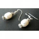 UER074  Sterling Silver Freshwater Pearls And Bali Silver Earrings