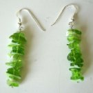 UER089  Genuine Sterling Silver Peridot Stone Chip Earrings