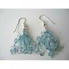 UER087  Sterling Silver Handmade Aquamarine Stone Chip Earrings