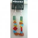 UER055  Multi Colored Stone Chip Sterling Silver 92.5 Earrings