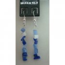 UER056  Trendy Earrings Genuine Sterling Silver W/ Sapphire & Opal Stone Chip & Nugget