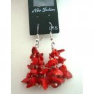 UER051  Handcrafted Custom Sterling Silver 92.5 Genuine Coral Nugget Earrings