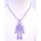 HH215Purple Skeleton Halloween Body Pendant Necklace Pendant Fully Embedded w/Simulated Diamond
