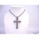HH220  Cross Diamante Pendant Black Cross w/ Fully Embedded Cubic zircon Cross Pendant Jewelry