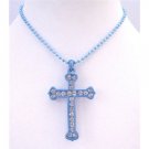 HH219  Turquoise Cross Pendant w/ Diamante Pendant Fully Embedded Cubic zircon Cross Pendant Jewelry