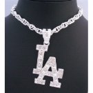 HH108  LA Pendant Fully Embedded With Cubic Zircon Flasshy Striking Pendant Long Necklace