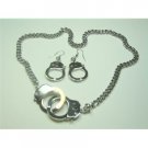 HH011  Gorgeous Hand Cuff Pendant & Earrings w/ Thick Chain Necklace