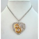 HH171  2008 Hip Hop Heart Pendant w/ Number 8 For 2008 Year 26 Inches Long Necklace