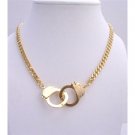 HH003  Gold Handcuff Pendant Necklace Sexy Thick Gold Chain w/ Openable Hand Cuff