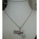 HH036  Simulated Cubic Zircon Diamond Gun Necklace