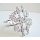 HH023  Gorgeous Dollar Sign Fully Embedded Bracelet w/ CZ stones Sparkling Dollar Cuff Bracelet