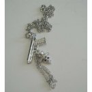 HH087  Skull Pendant Hip Hop Jewelry w/ Gun Skull Tassel 18 Inches Chain