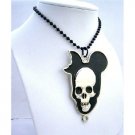 HH086  Halloween Skull Hip Hop Black Chained Necklace 30 Inches Long Necklace