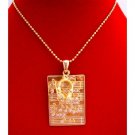 HH013Gold Hip Hop Pendant Musical Node Pendant Rectangular Gold Head Phone w/CZ Necklace