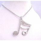 HH193 Bling Bling Shimmering Musical Note Pendant Fully Embedded Cubic Zircon Jewelry Necklace