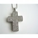 HH186  Cubic Zircon Cross Pendant Silver Cross Pendant HipHop Necklace