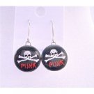 HH053  Smashing New Skull Earrings w/ Word Punk