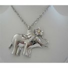HH142  Vintage Elephant Pendant Hip Hop Shimmering Elephant Pendant w/ CZ 24 inches Chain
