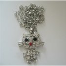 HH143  Cat Sparkles Pendant White CZ Style 26 inches Chain