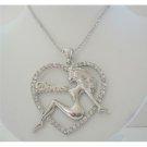 HH136  Hip Hop Divas Heart Cubic Zircon Pendant Hip Hop Shimmering w/ CZ 24 inches Chain