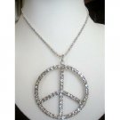 HH021  Peace Sign in ICe Shimmering all covered w/ CZ 24 inches