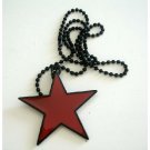 HH084  Star Hip Hop Pendant Necklace w/ Black Chain Necklace 24 Inches
