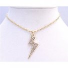 HH185  Gold Lightning Pendant With Cubic Zircon Fully Embedded Shimmering Choker