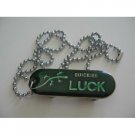 HH081  Green Roller Blades Dog Tag Pendant Quickies Raptile Lizard 24 Inches