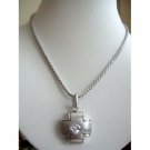 HH009Pendant designed simulated Platinum w/small Diamond shape Cubic Zircon stone in Pendant