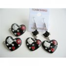 GC092  Heart Shaped Hello Kitty Girls Pair Of Hair Clip & Enameled Black w/ Beautiful Designed