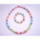 GC103  Summer Girls Jewelry Soft Multicolors Girls Stretchable Necklace & Bracelet Round Beads