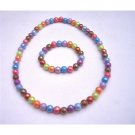 GC102  Girls Stretchable Necklace & Bracelet Multicolored Fancy Beads