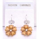 D141  Aquamarine Flower Earrings With Simulated Diamond Stud In Center Dollar Earrings