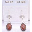D146Jasper stone Colored Oval Bead Decorated w/3 Simulated Diamond On The Top Dollar Earrings