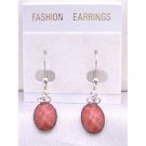 D150 Padparascha Stone Colored Ethnic Dollar Earrings Decorated w/3 Simulated Diamond On The Top