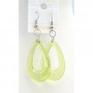 D137  Peridot Green Glass Teardrop Dollar Earrings