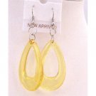 D139  Soft Yellow Earrings Yellow Glass Teardrop Earrings Dollar Earrings