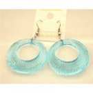 D130  Sexy Aquamarine Glass Hoop Earrings