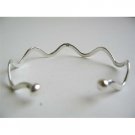 BR036  Sterling Silver 92.5 Curve Bracelet Genuine Sterling Silver Bangle Cuff Bracelet