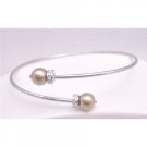 TB774  Prom Bronze Dress Jewelry Flower Girl Cuff Bracelet With Genuine Swarovski Bronze Pearls