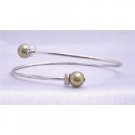 TB766  olivine Pearls Bracelet With Silver Rondells Sparkle Like Diamond Affordable Cuff Bracelet
